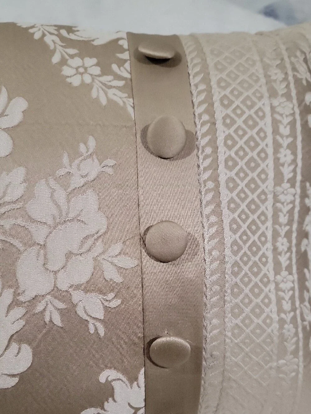 Decorative Damask Accent Pillow in Cream and Tan -